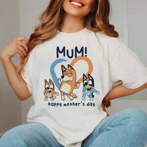Bluey Mum Happy Mothers Day Best Mom Ever Cute Cartoon Gift T-Shirt